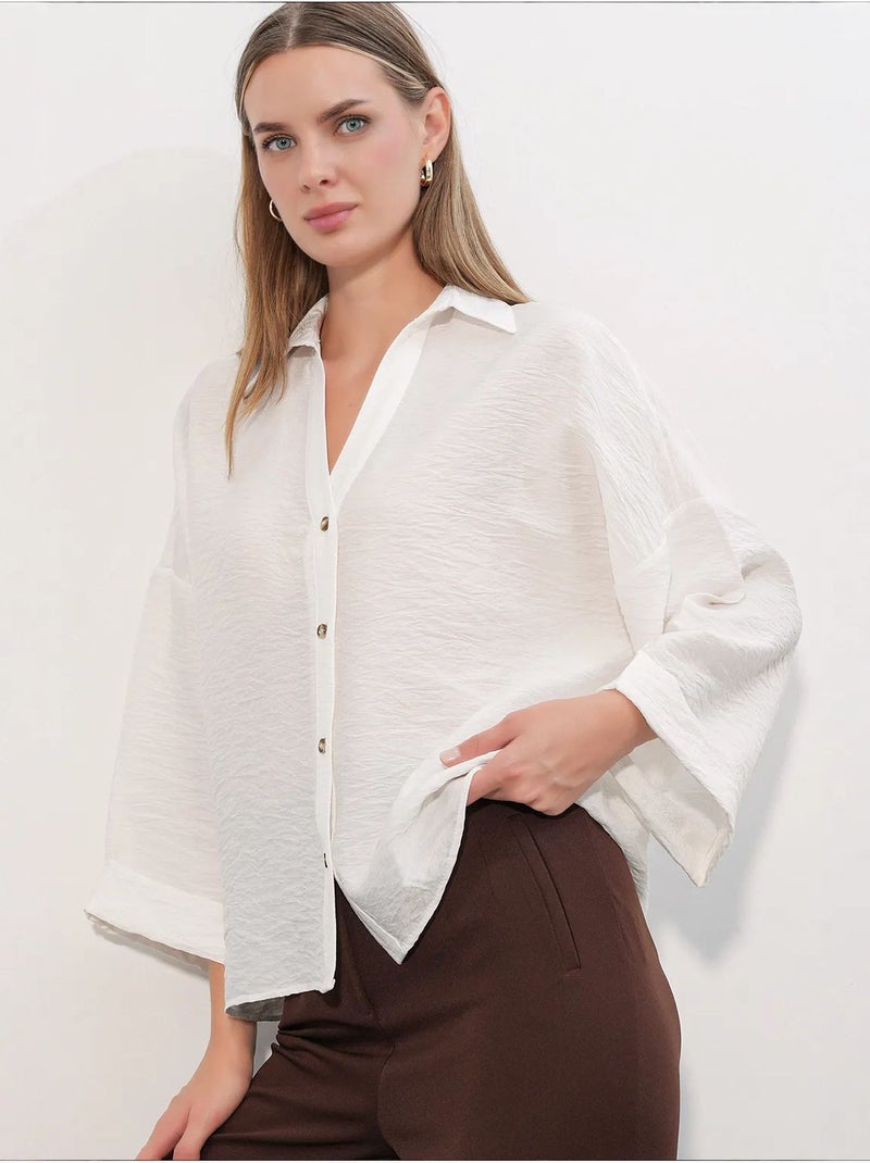 Camisa feminina de viscose-nylon bdart Branco sujo - Kiabi