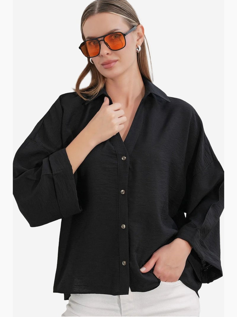 Camisa feminina de viscose-nylon bdart Preto - Kiabi