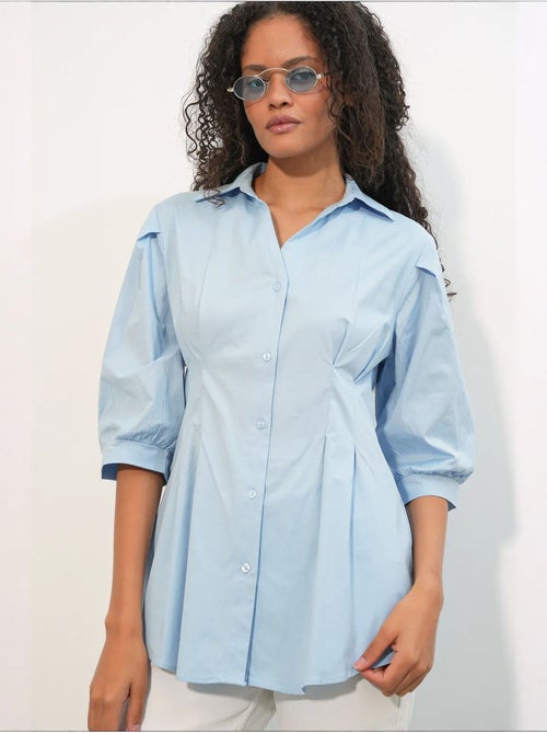 Camisa feminina em mistura de algodão bdart - Kiabi Camisa feminina em mistura de algodão bdart - Kiabi