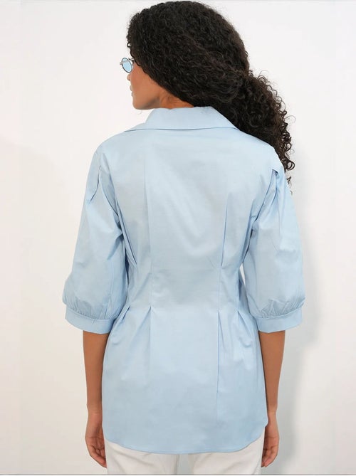 Camisa feminina em mistura de algodão bdart - Kiabi Camisa feminina em mistura de algodão bdart - Kiabi