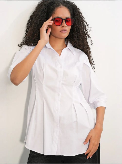 Camisa feminina em mistura de algodão bdart - Kiabi Camisa feminina em mistura de algodão bdart - Kiabi