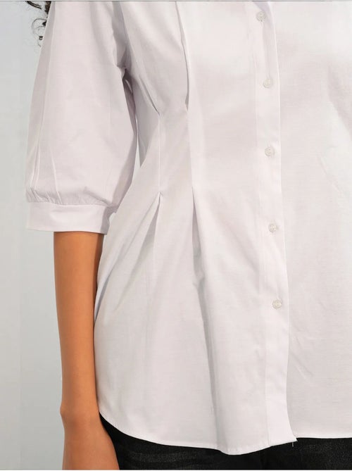 Camisa feminina em mistura de algodão bdart - Kiabi Camisa feminina em mistura de algodão bdart - Kiabi