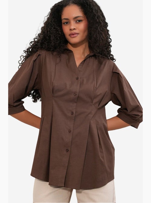 Camisa feminina em mistura de algodão bdart - Kiabi Camisa feminina em mistura de algodão bdart - Kiabi