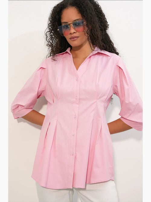 Camisa feminina em mistura de algodão bdart - Kiabi Camisa feminina em mistura de algodão bdart - Kiabi