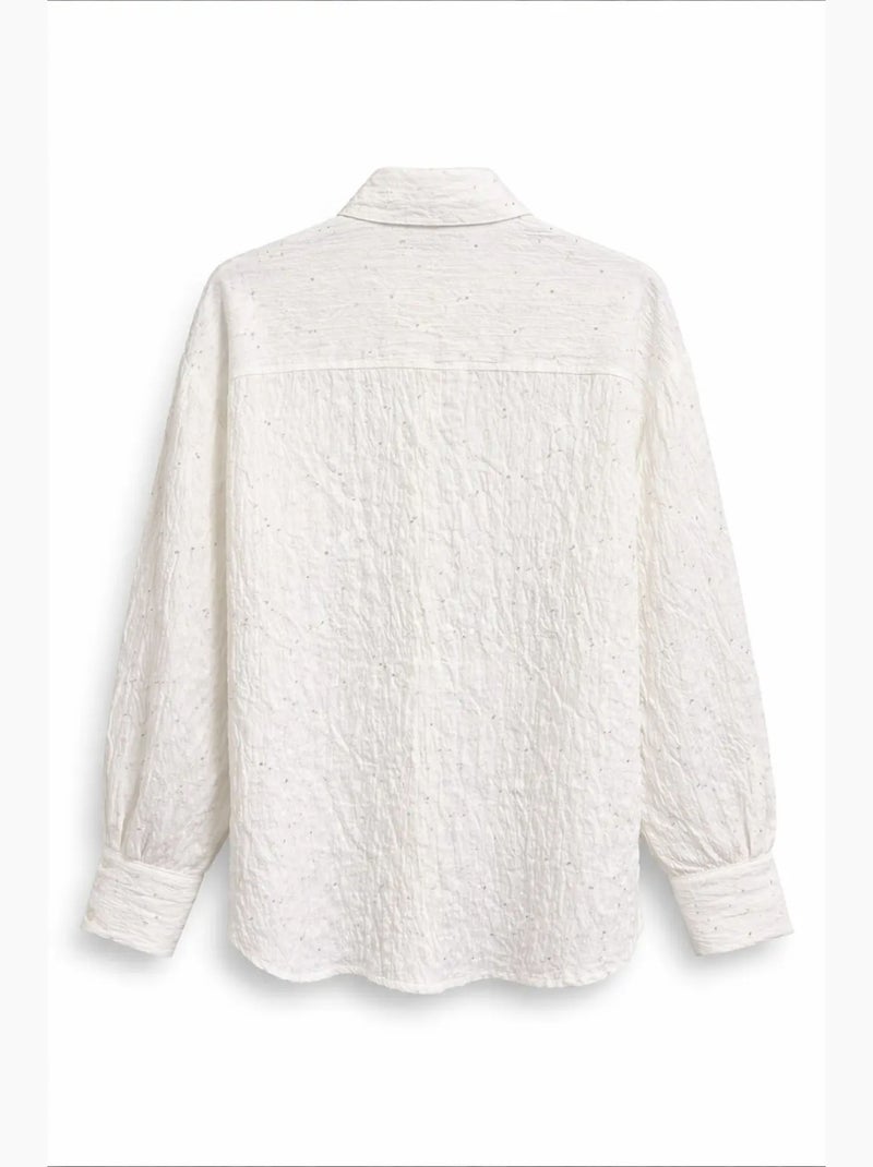 Camisa feminina em mistura de algodão mixray Branco sujo - Kiabi