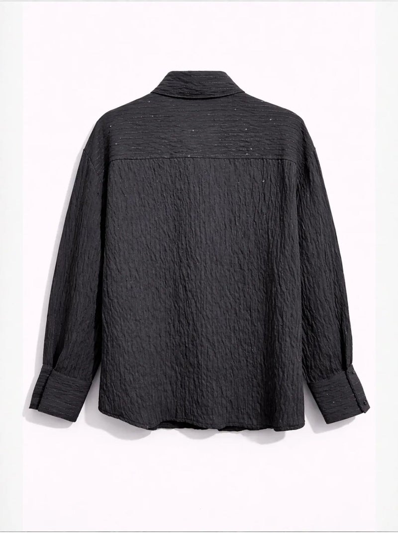 Camisa feminina em mistura de algodão mixray Cinza-preto - Kiabi