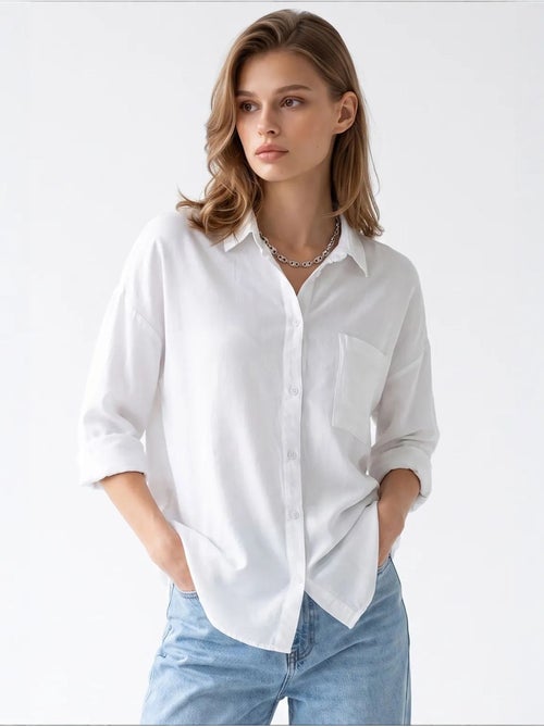 Camisa feminina em tencel mixray - Kiabi