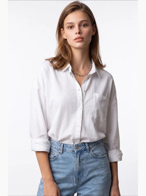 Camisa feminina em tencel mixray - Kiabi