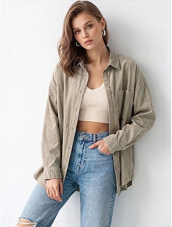 Camisa feminina em tencel mixray