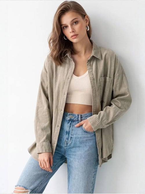 Camisa feminina em tencel mixray - Kiabi