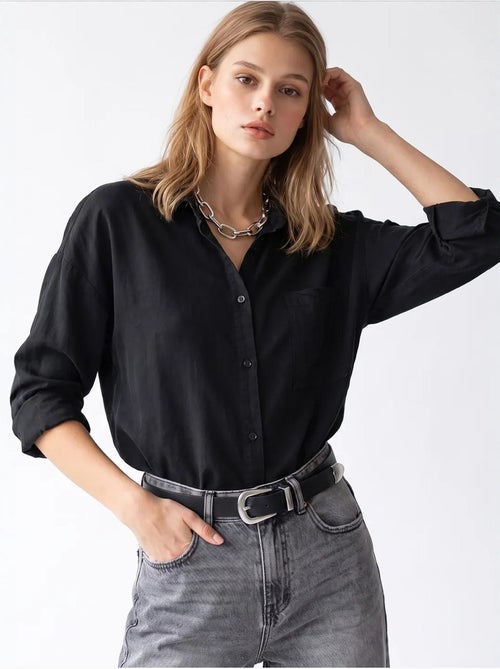Camisa feminina em tencel mixray - Kiabi