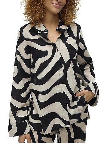 Camisa Feminina Vero Moda Magnete Preta/Bege