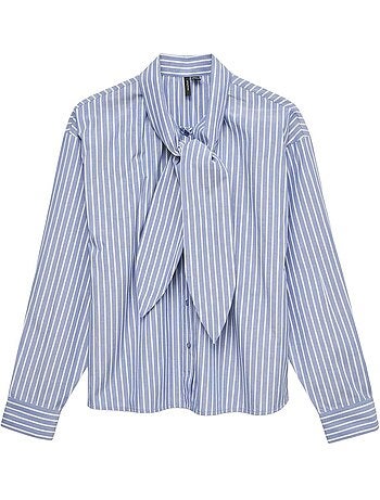 Camisa Feminina Vero Moda Milena Branca/Azul