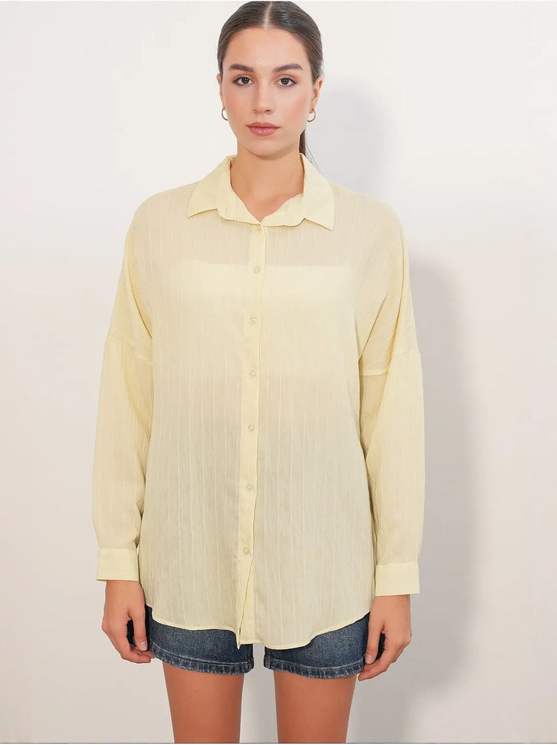 Camisa feminina viscose nylon bdart Amarelo-limão - Kiabi