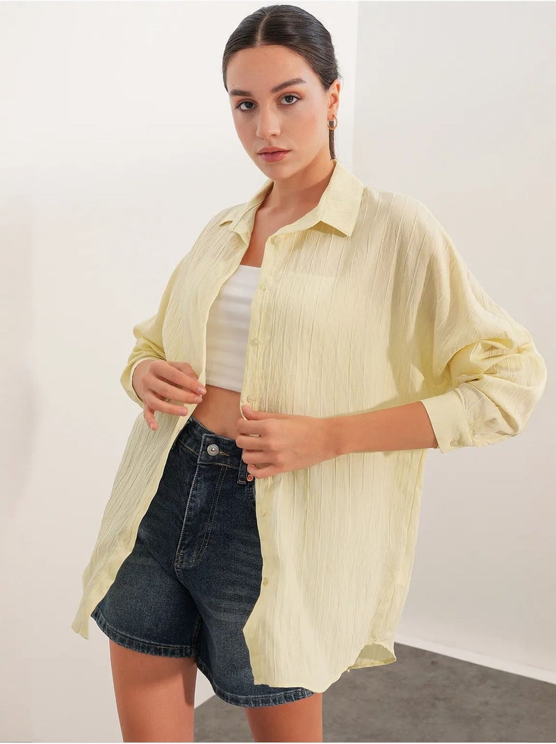 Camisa feminina viscose nylon bdart Amarelo-limão - Kiabi