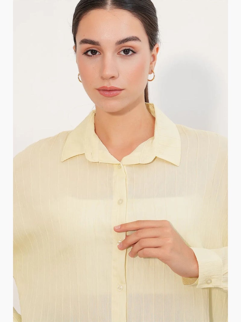Camisa feminina viscose nylon bdart Amarelo-limão - Kiabi