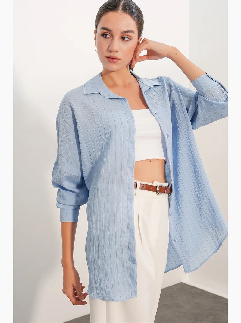 Camisa feminina viscose nylon bdart Azul-céu - Kiabi