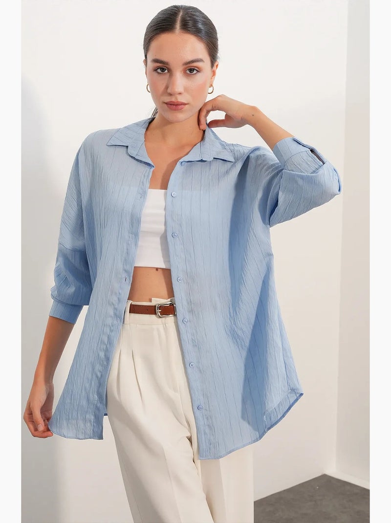 Camisa feminina viscose nylon bdart Azul-céu - Kiabi