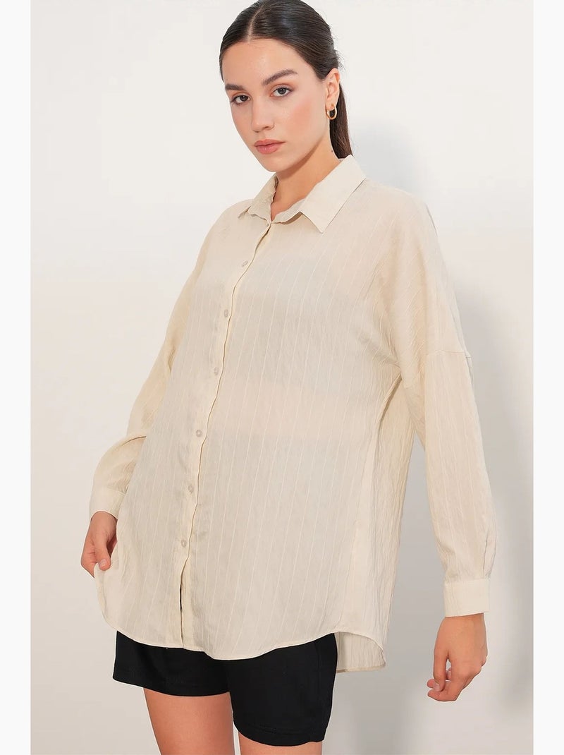Camisa feminina viscose nylon bdart Creme - Kiabi