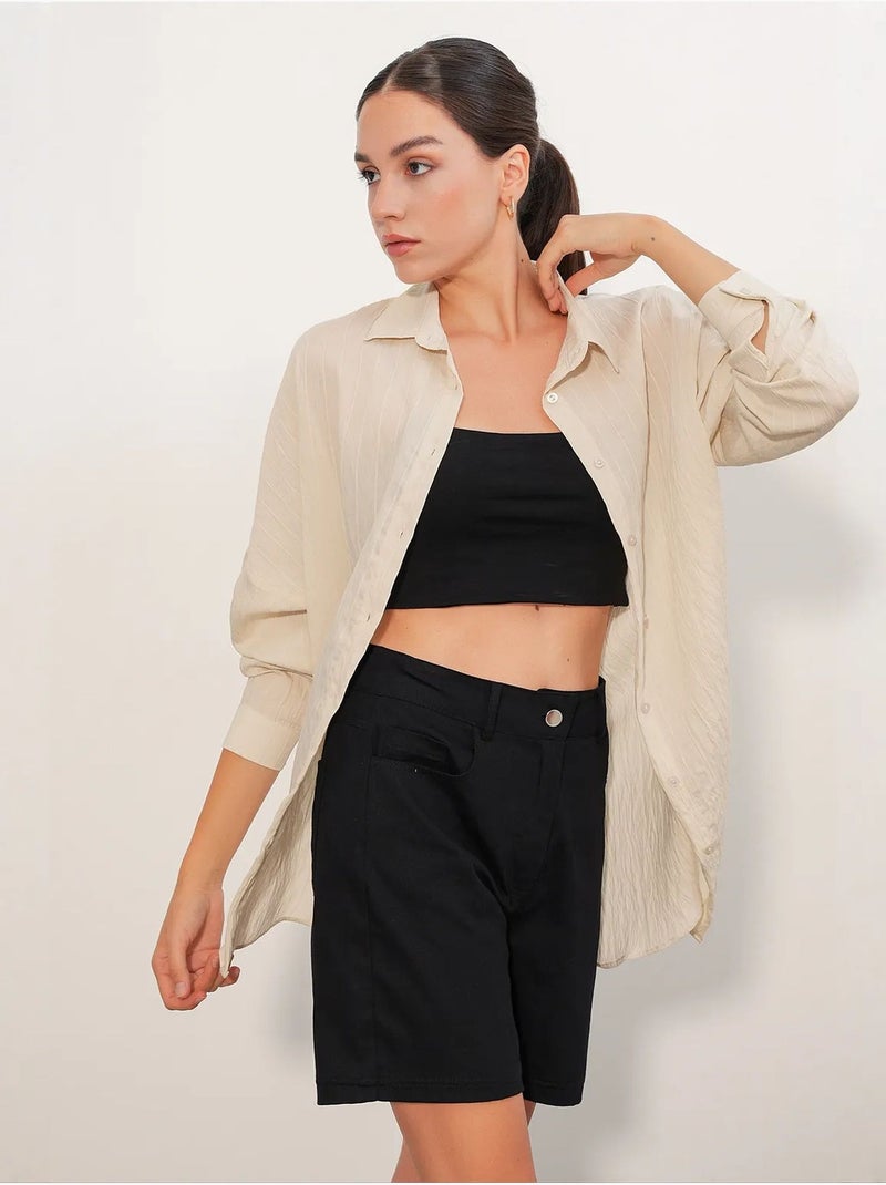 Camisa feminina viscose nylon bdart Creme - Kiabi