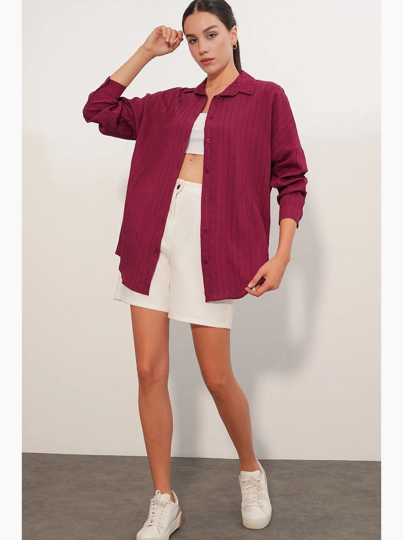 Camisa feminina viscose nylon bdart Vermelho bordô - Kiabi