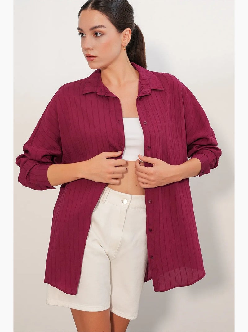 Camisa feminina viscose nylon bdart Vermelho bordô - Kiabi