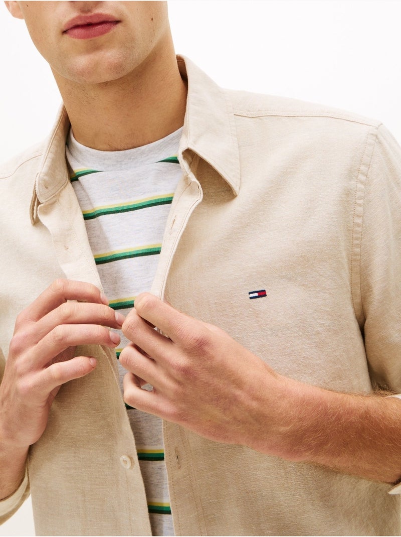 Camisa Fino cónico - Tommy Hilfiger Bege - Kiabi