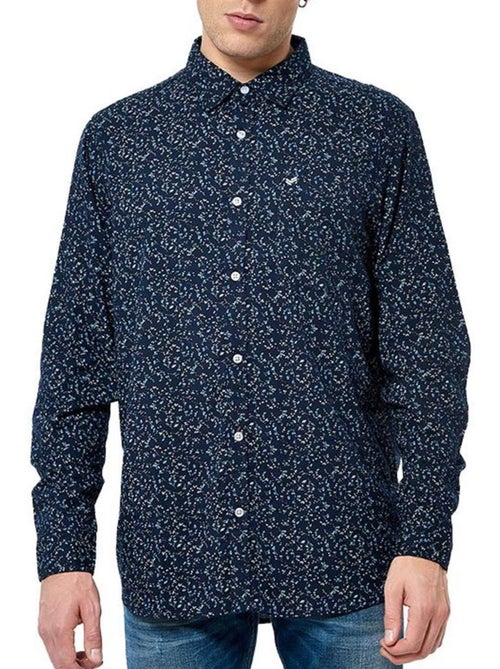 Camisa Floral Masculina Kaporal Montye Azul Marinho - Kiabi Camisa Floral Masculina Kaporal Montye Azul Marinho - Kiabi