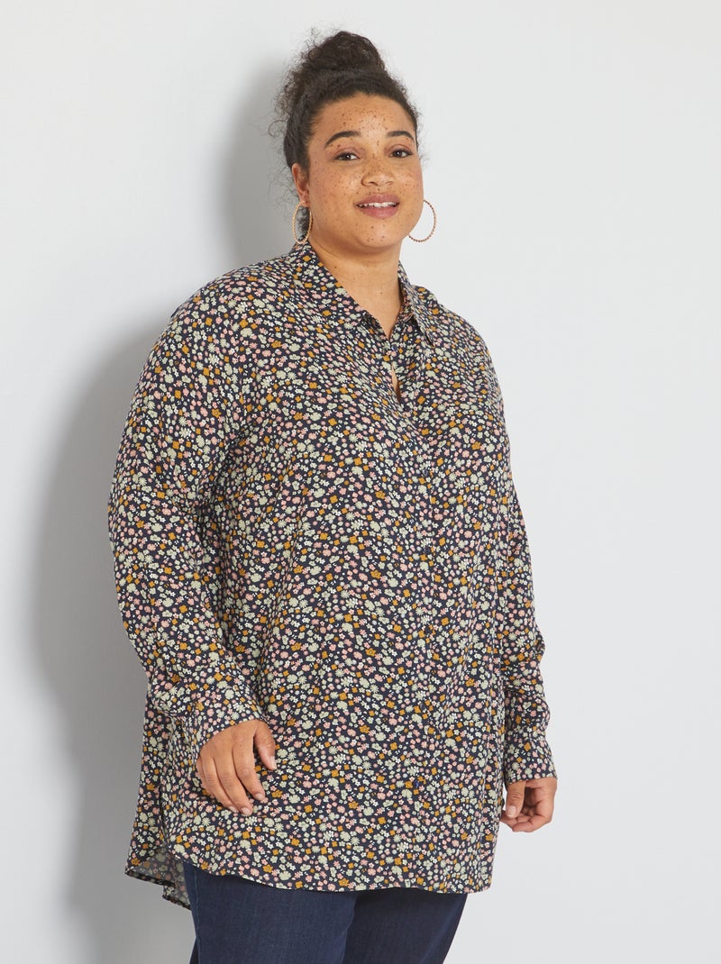 Camisa florida fluida AZUL - Kiabi