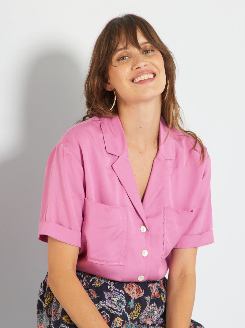 Camisa fluida  - 2 bolsos Violeta Rosa - Kiabi