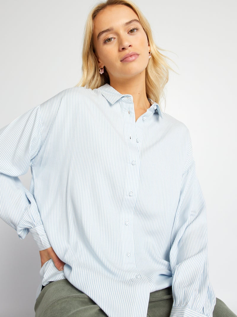 Camisa fluida às riscas AZUL - Kiabi