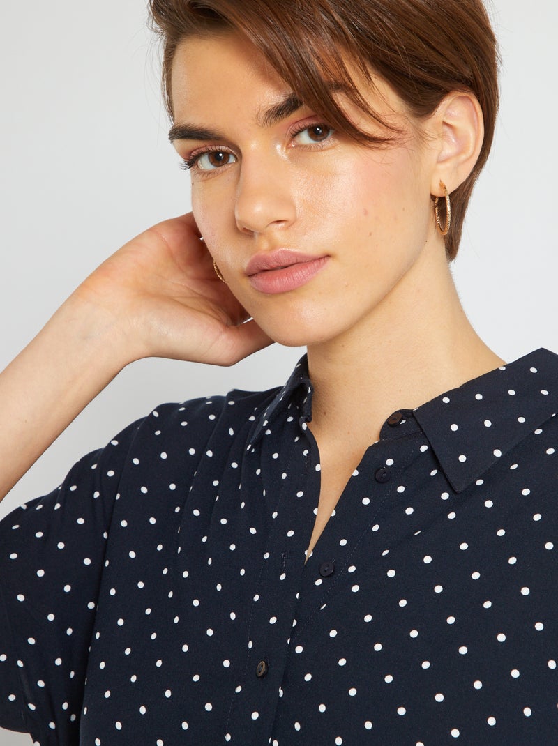 Camisa fluida às riscas AZUL - Kiabi