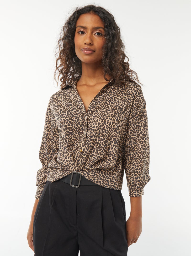 Camisa fluida Bege - Kiabi