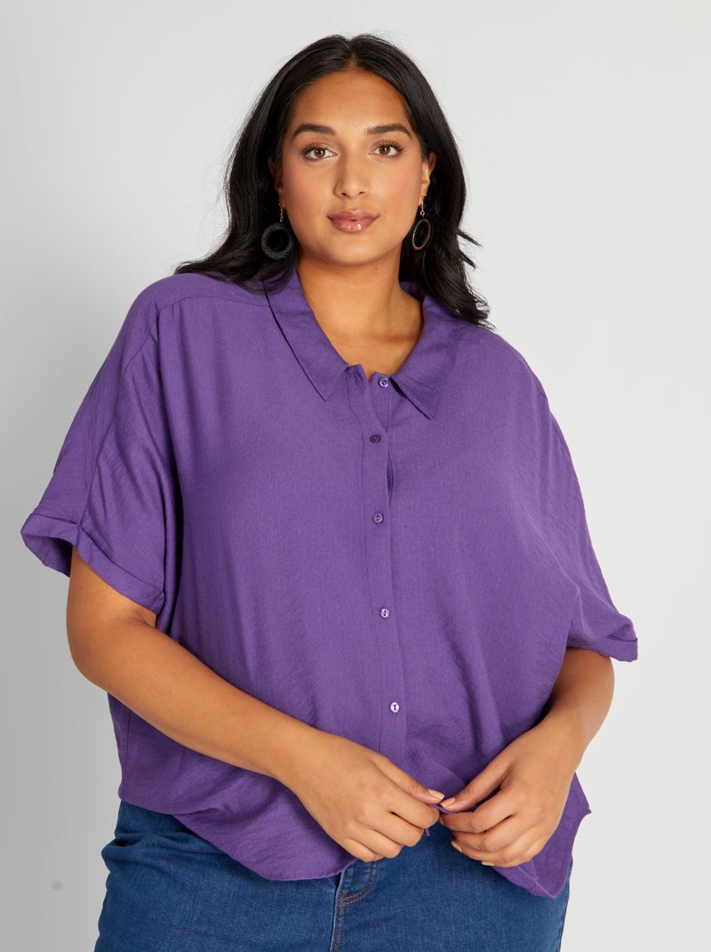 Camisa fluida com colarinho italiano VIOLETA - Kiabi