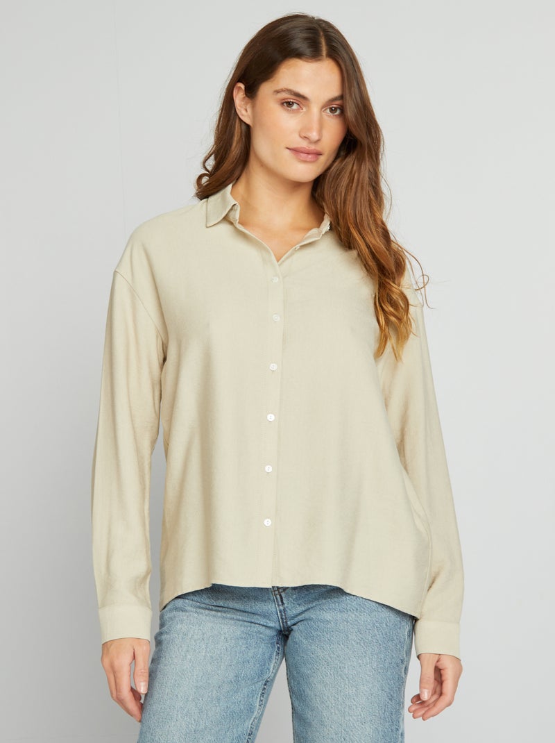 Camisa fluida com corte assimétrico BEGE - Kiabi