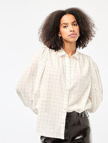 Camisa fluida com estampado de xadrez