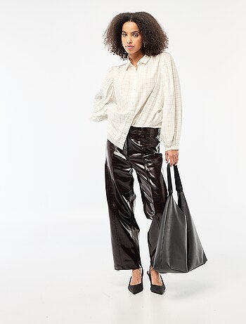 Camisa fluida com estampado de xadrez