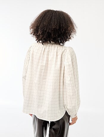 Camisa fluida com estampado de xadrez