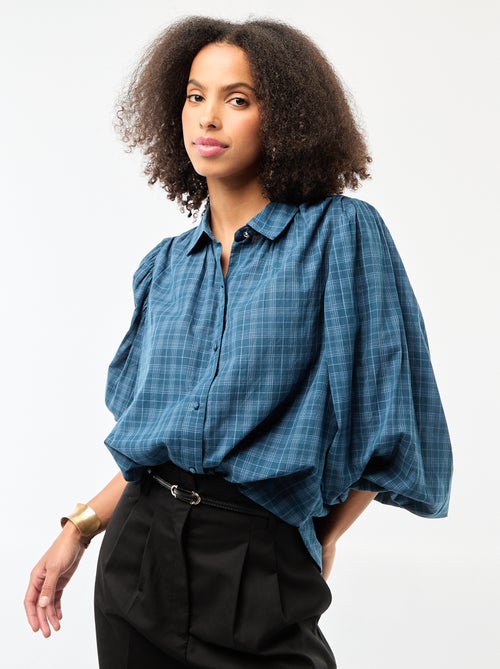 Camisa fluida com estampado de xadrez - Kiabi