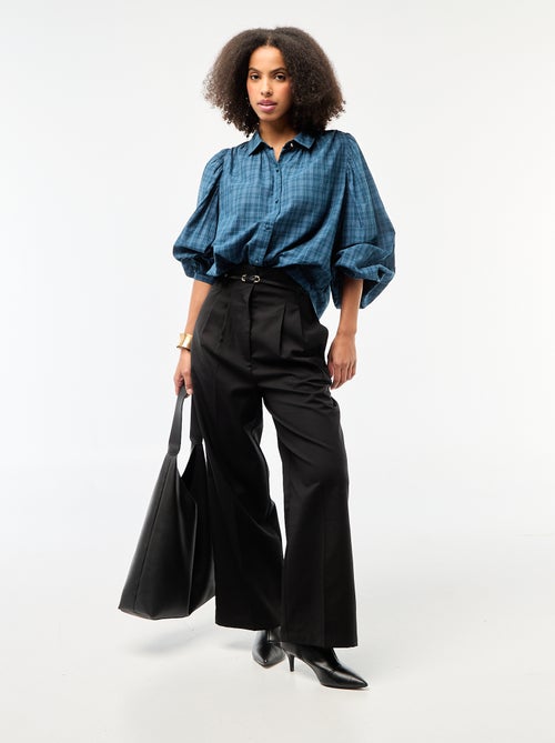 Camisa fluida com estampado de xadrez - Kiabi