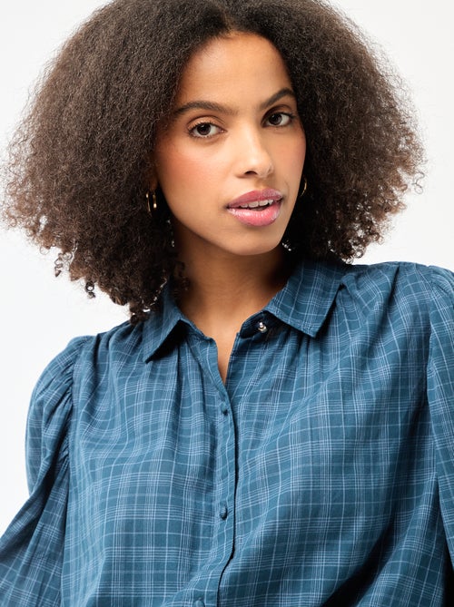 Camisa fluida com estampado de xadrez - Kiabi