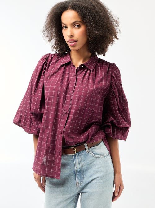 Camisa fluida com estampado de xadrez - Kiabi