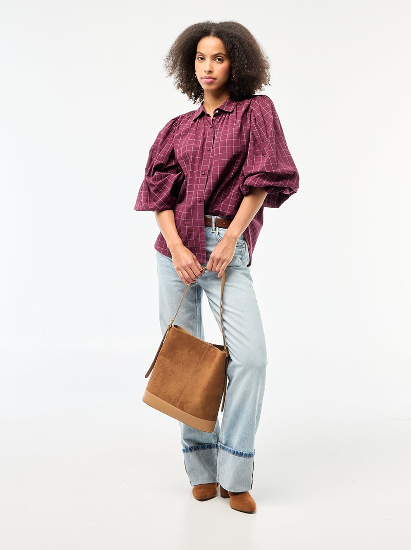 Camisa fluida com estampado de xadrez Vermelho - Kiabi