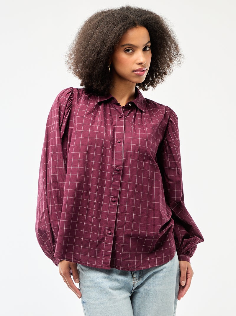 Camisa fluida com estampado de xadrez Vermelho - Kiabi