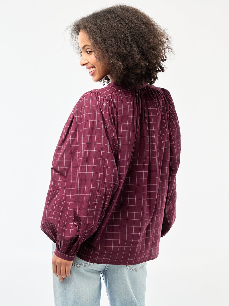 Camisa fluida com estampado de xadrez Vermelho - Kiabi