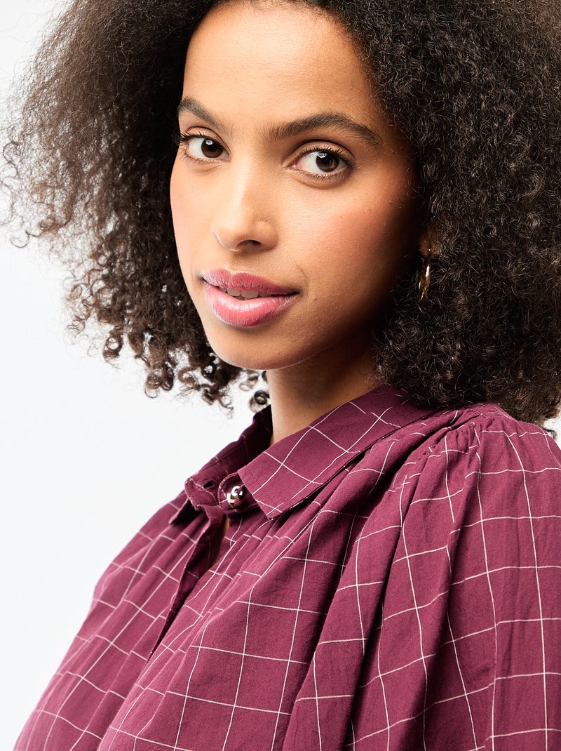 Camisa fluida com estampado de xadrez Vermelho - Kiabi