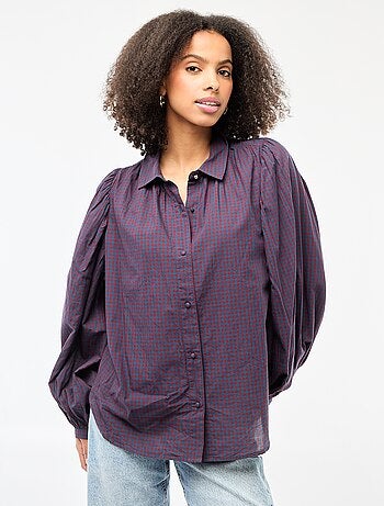 Camisa fluida com estampado de xadrez