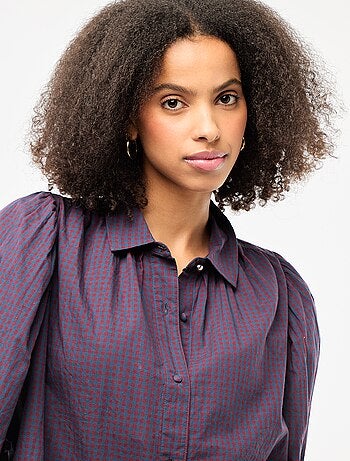 Camisa fluida com estampado de xadrez