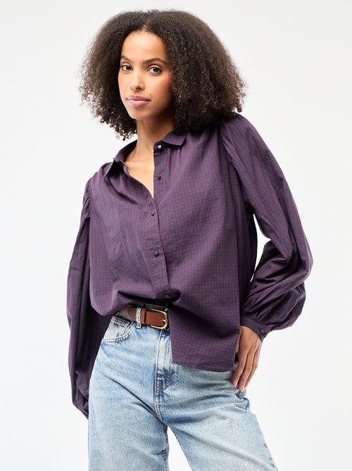 Camisa fluida com estampado vichy - Kiabi