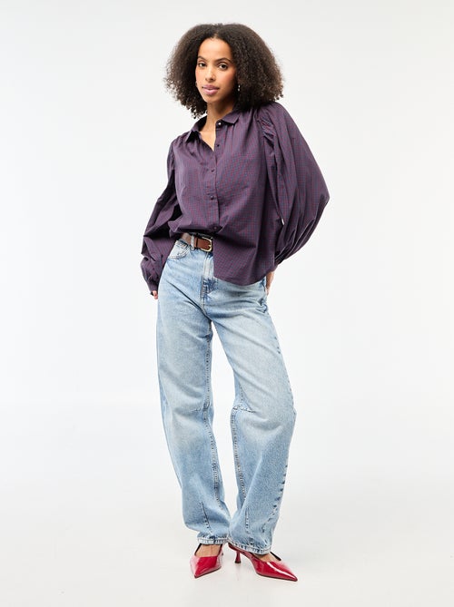 Camisa fluida com estampado vichy - Kiabi